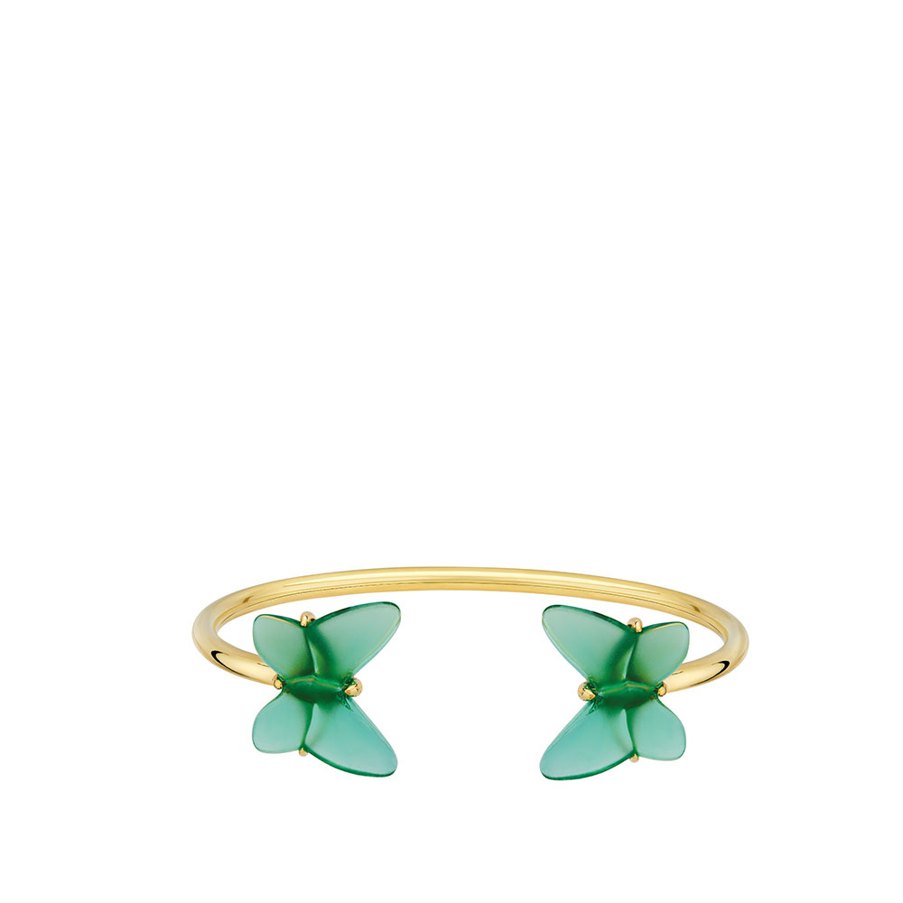 Lalique Papillon Flexible Bracelet, Gold, Green Crystal, Large